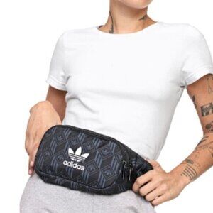 New Adidas Monogram Graphic Adjustable Blue & Black Waist Bag Pouch Belt Bag